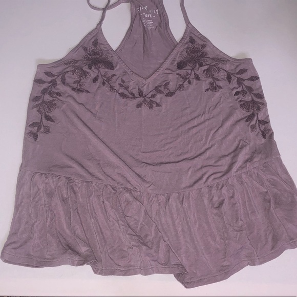 Purple American Eagle embroidered Loose Peplum Top - Picture 3 of 7